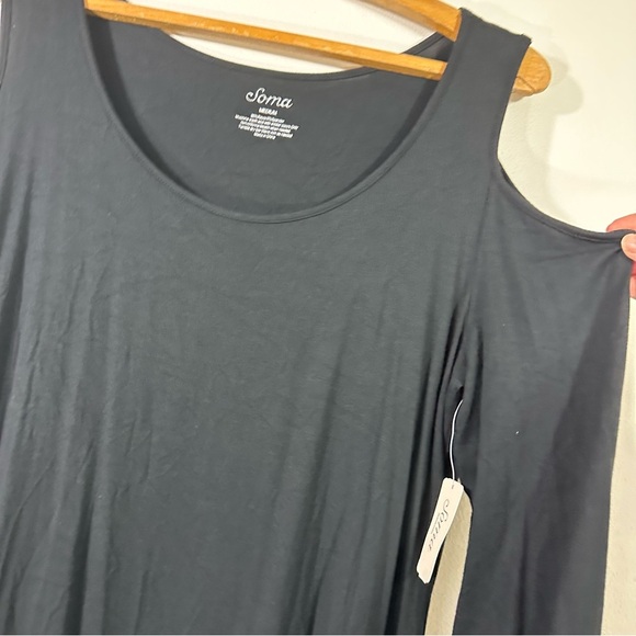NWT Soma Soft Terry Cold Shoulder Tunic Black - Picture 4 of 10